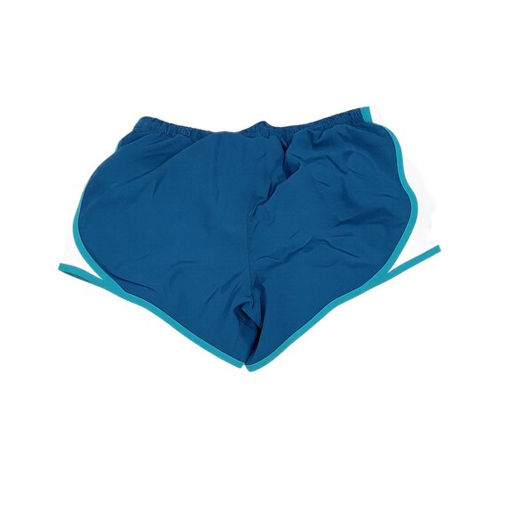 Nike Girl's Tempo Running Shorts Teal Blue with Logo Trim - Picture 3 of 3
